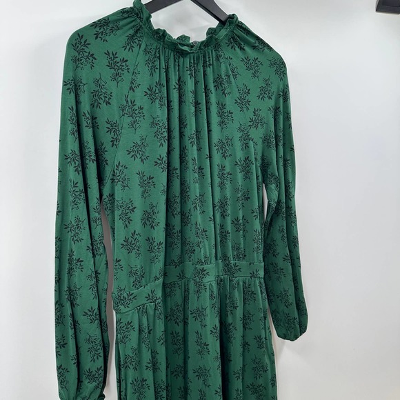 Boden Long Sleeve Maxi Green and Black Floral Dress Size 14 Long - Picture 2 of 9